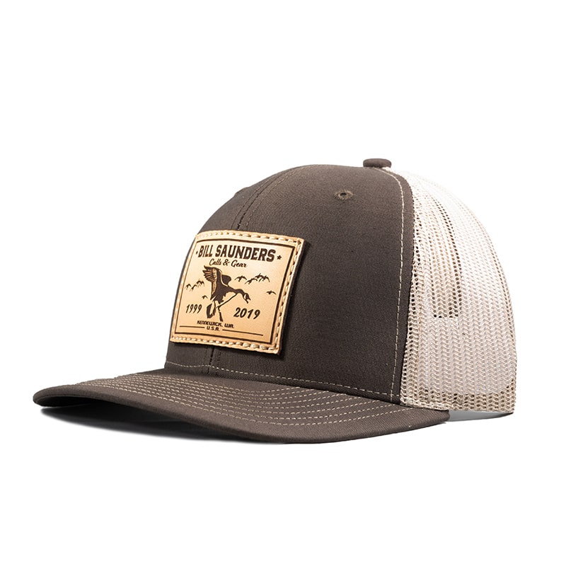 BROWN LEATHER PATCH HAT | Bill Saunders Calls - Goose Call - Duck Calls